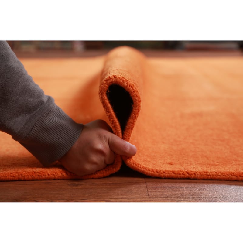 Hand Knotted Oriental 100% Wool Carpet Modern Solid Oranges & Rust Gabbeh Area Rug - 12' 1'' X 9' 3''