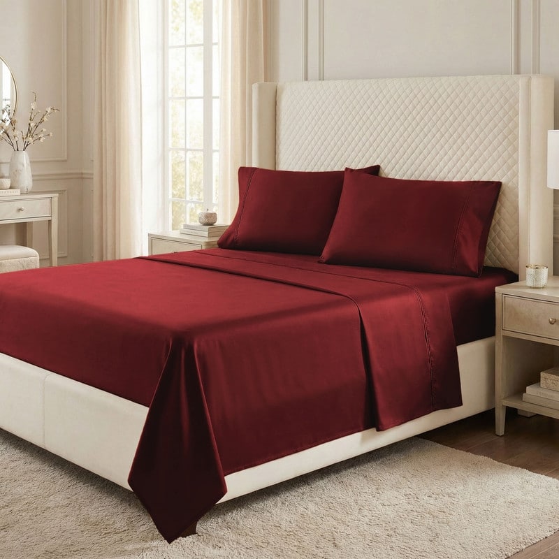 Superior Egyptian Cotton 530 TC Sheet Set Sateen Weave, Deep Pocket, Ultra‑Soft & Breathable Bedding