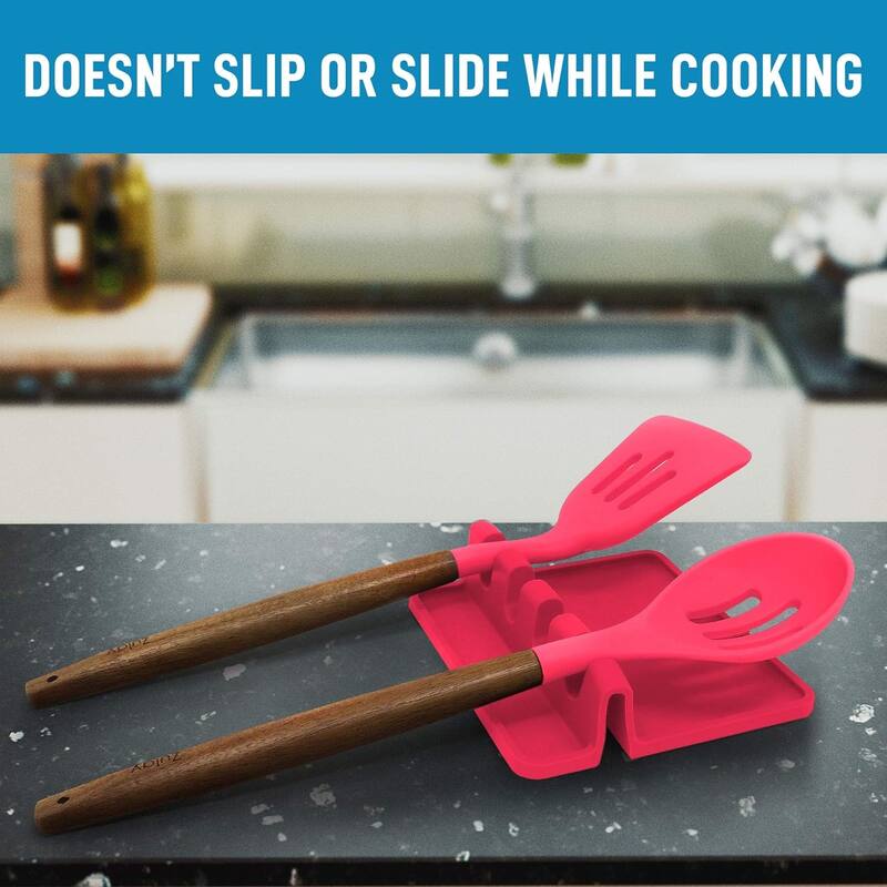 Zulay Kitchen Silicone Utensil Rest with Drip Pad