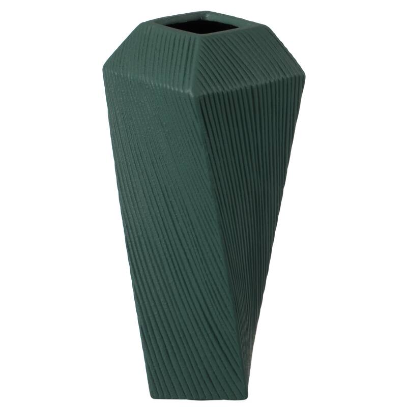 Decorative Ceramic Square Twisted Centerpiece Table Vase - Large
