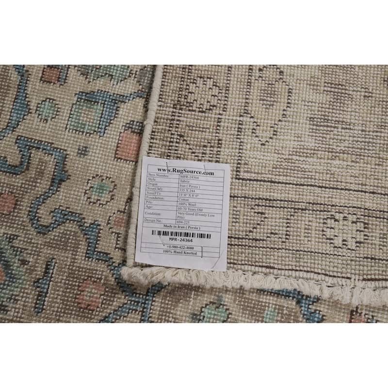 Geometric Tabriz Persian Area Rug Bedroom Handmade Wool Carpet - 8'0"x 11'0"
