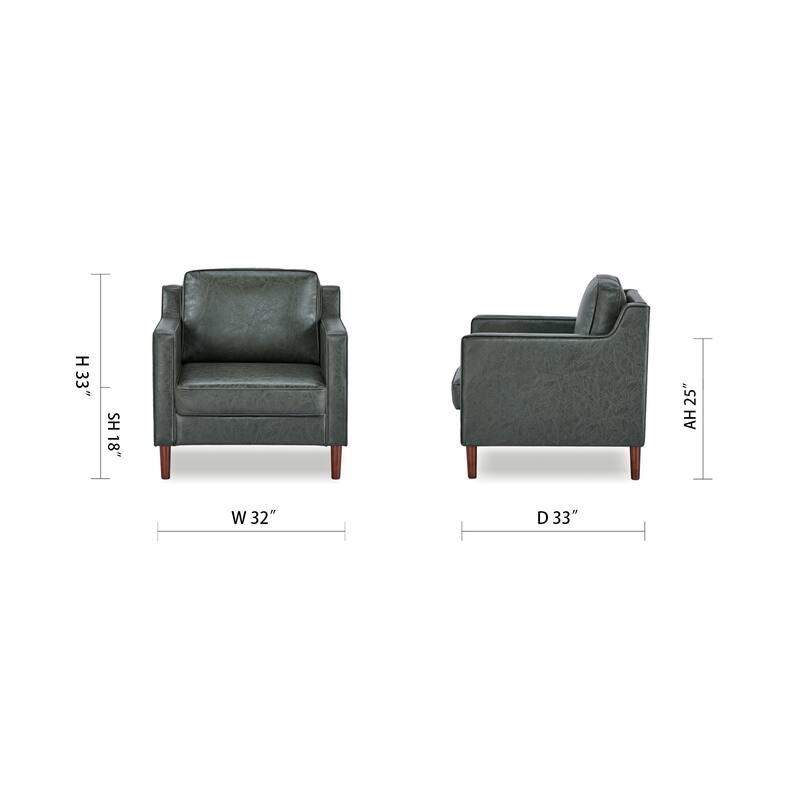Artdeco Home - Sedona Modern Accent Chair, Faux Linen / Vegan Leather Armchair