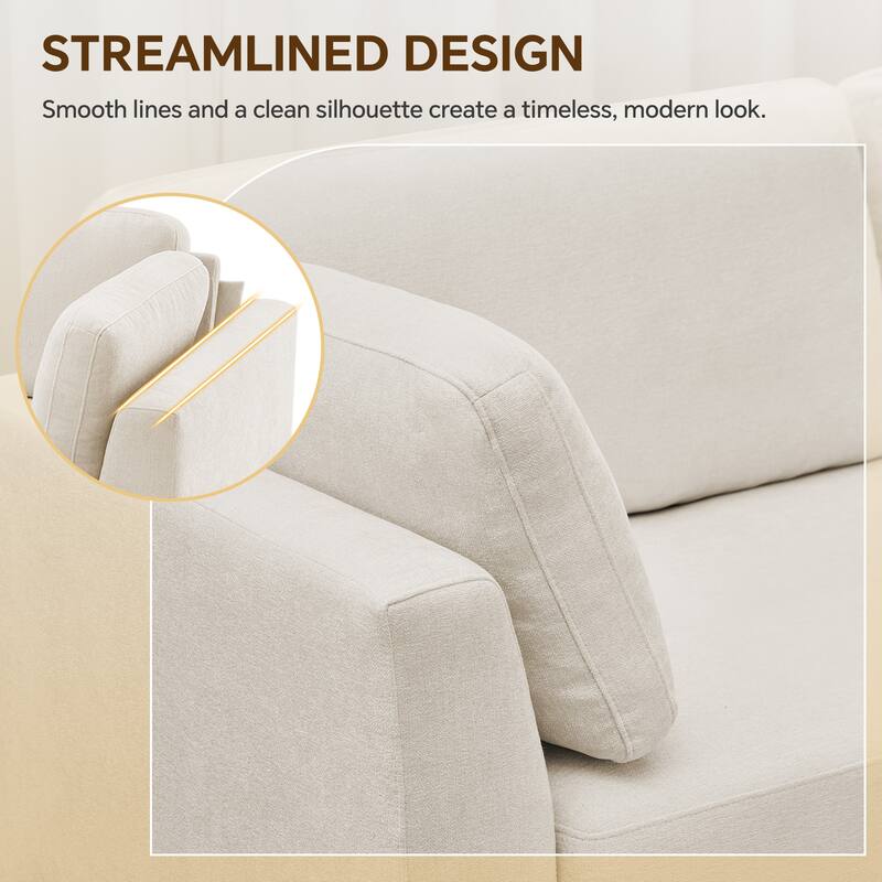 Modern Chenille 2 Seater Sofa Chouch with Bolster Pillows