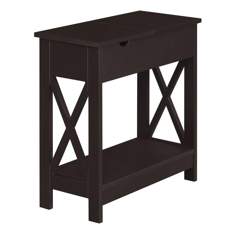 Convenience Concepts Oxford Flip Top End Table with Charging Station and Shelf