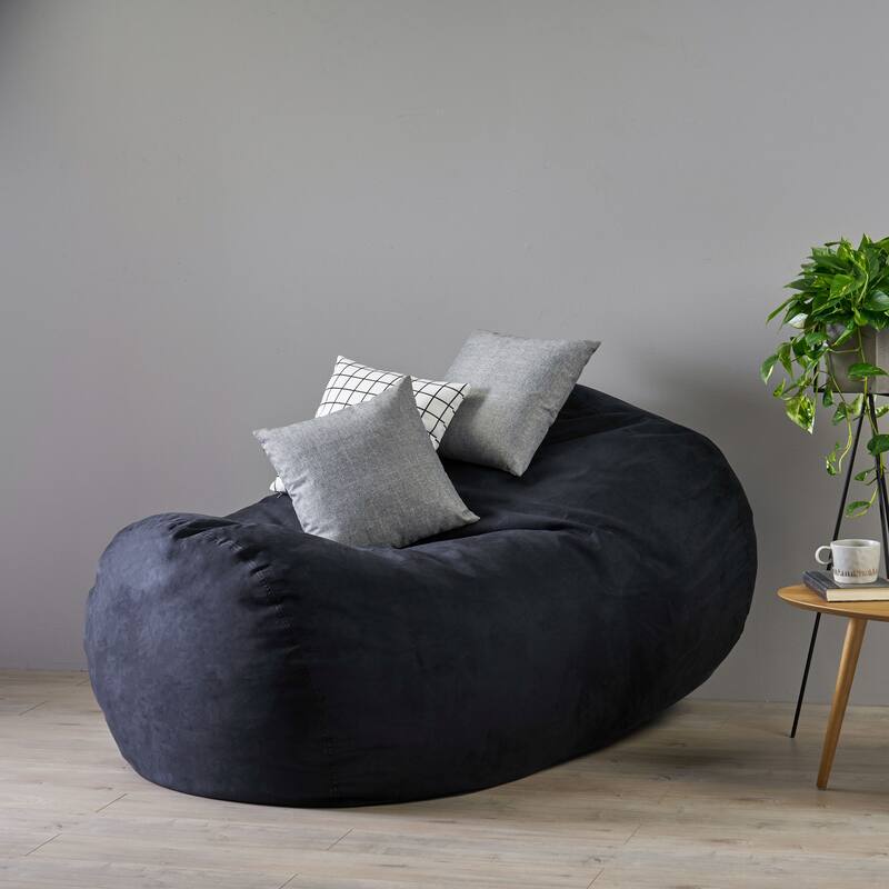 Asher Traditional 6.5-foot Suede Bean Bag Chair by Christopher Knight Home - Black