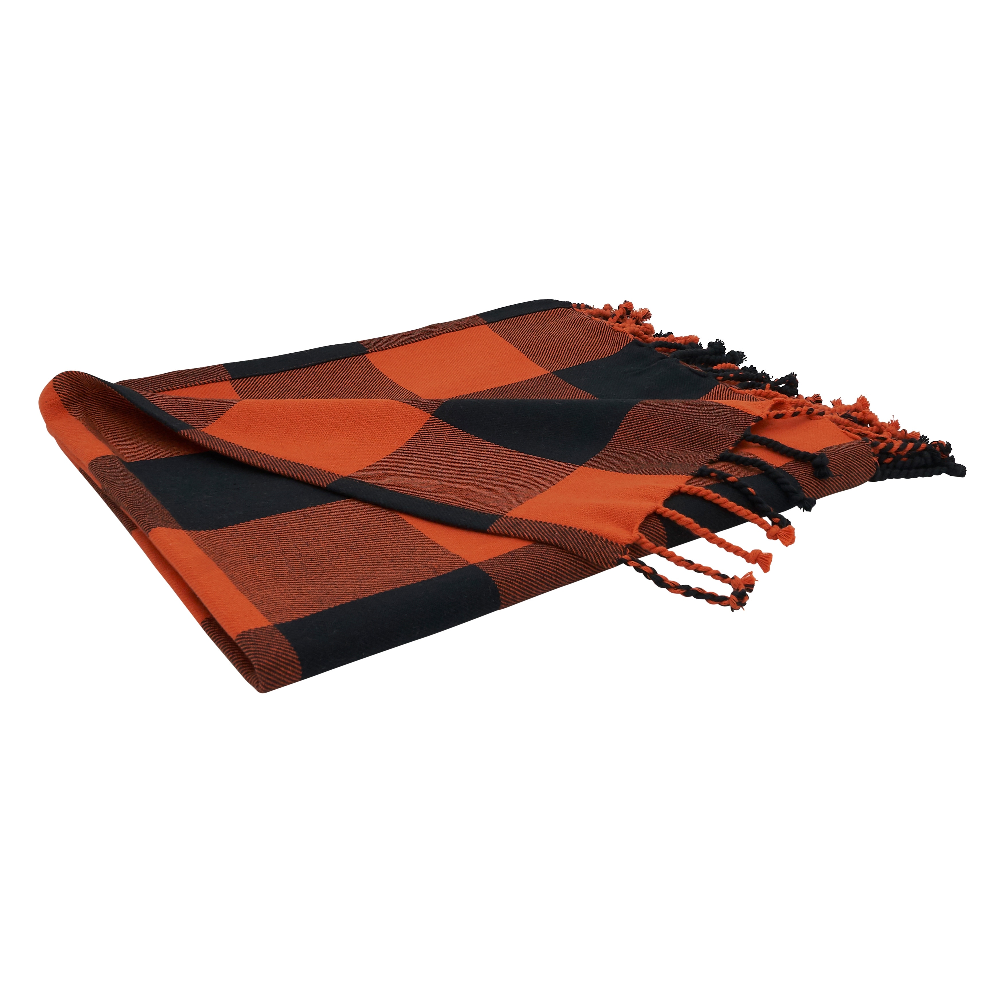 Orange and black plaid blanket discount