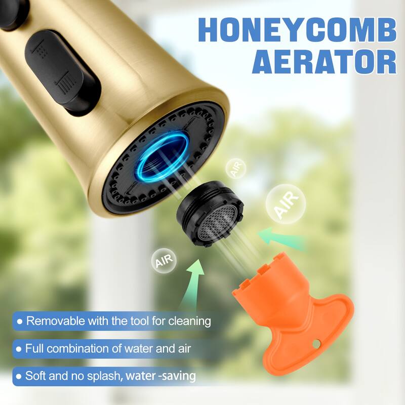 WOWOW Pull Down Kitchen Faucet Spray Head with 9 Adapters Kit