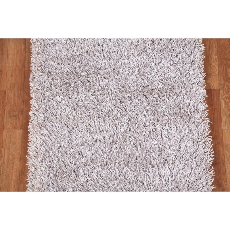 Contemporary Solid Shaggy Oriental Home Decor Rug Hand-knotted Carpet - 2'8" x 4'9"