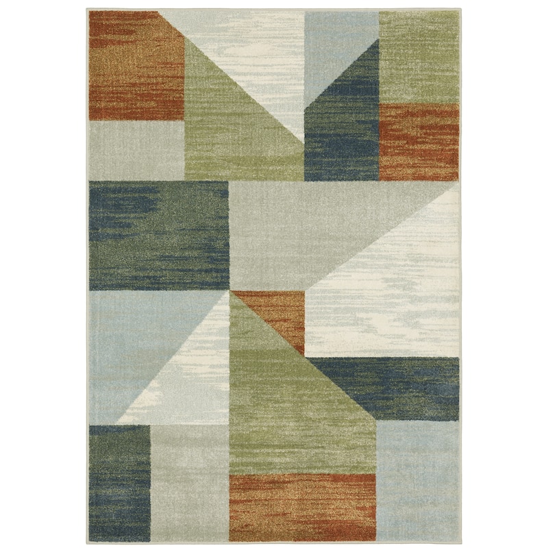 Style Haven Bassel Contemporary Geometric Grey/ Multi Indoor Area Rug - 3' 3" x 5' - Rectangle