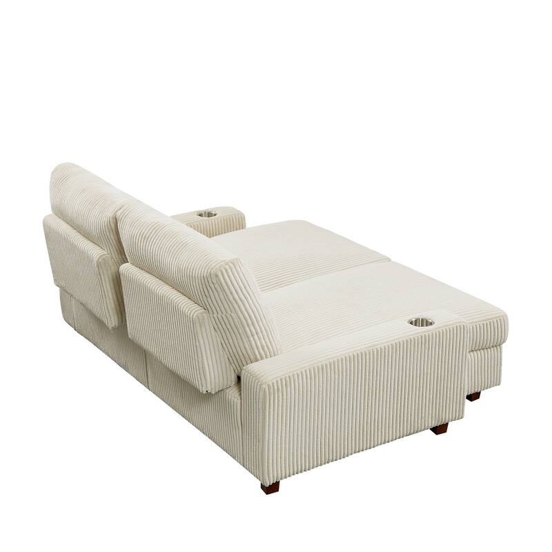 74'' Wide Upholstered Chaise Lounge Loveseat with Adjustable Backrest