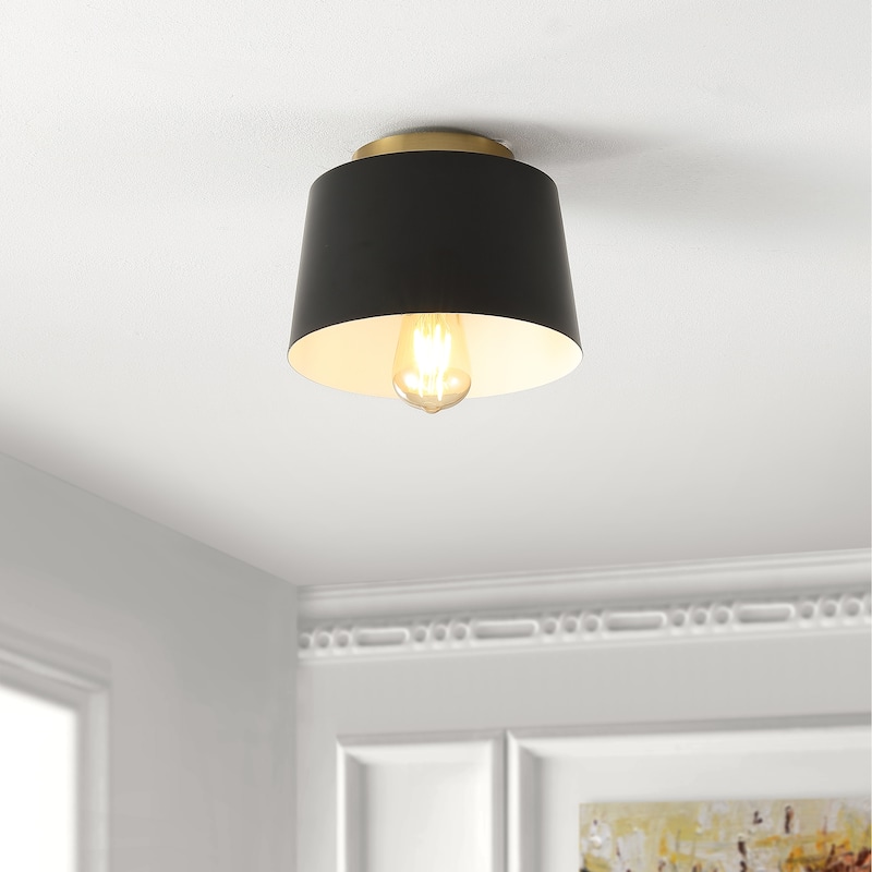 SAFAVIEH Lighting Domenica Flush Mount - 8" W x 8" D x 6" H - Black - 8Wx8Dx6H