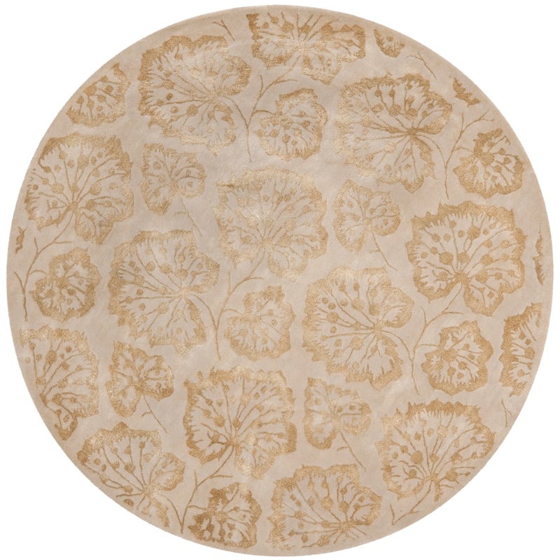 Martha Stewart by SAFAVIEH Geranium Leaf Wool/ Viscose Rug - 6' Round - Hazelnut/Gold