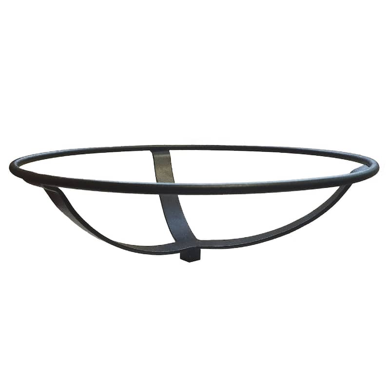 Achla Designs 12.5"Dia. Round Crackle Glass Birdbath w/Black Wrought Iron Over Rail Bracket