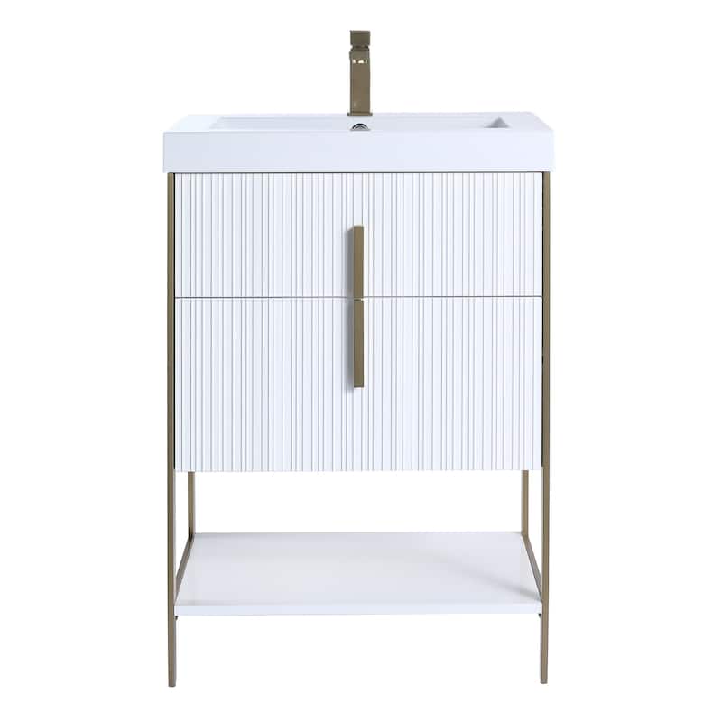 Fine Fixtures Serenity Modern Bathroom Vanity with White Gel Acrylic Top