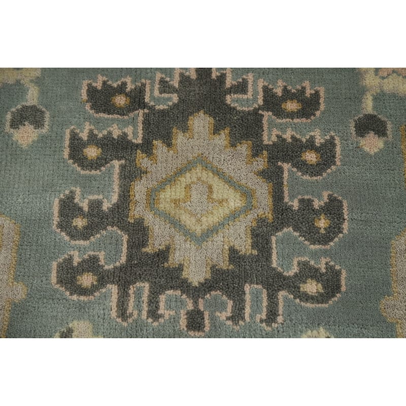 Blue Oushak Indian Area Rug Handmade Transitional Wool Carpet - 8'0" x 10'0"