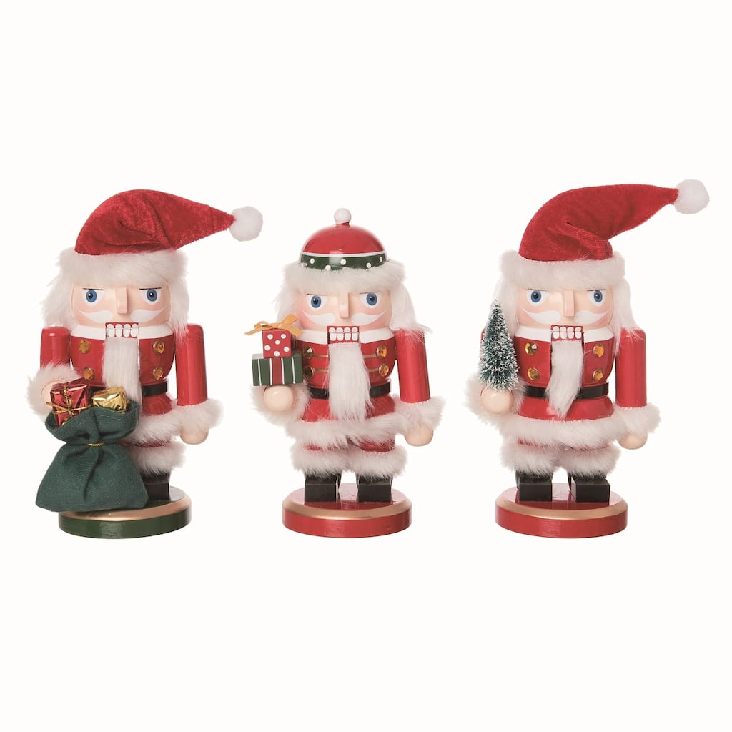 Transpac Wood Short Stack Santa w/Gifts Set of 3 Christmas Home Decorations