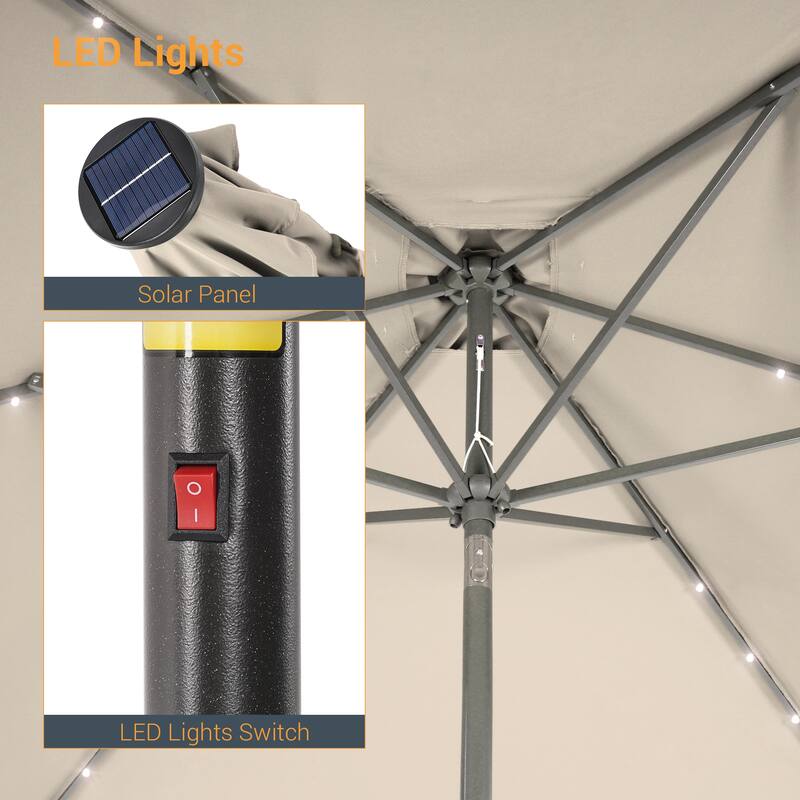 LIVOOSUN 6x9Ft LED Patio Umbrella Weather Resistant Table Umbrella