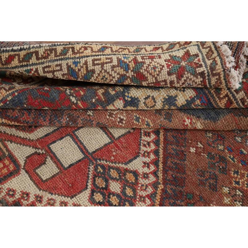 Tribal Bakhtiari Vintage Persian Area Rug Hand-Knotted Wool Carpet - 5'1" x 9'11"