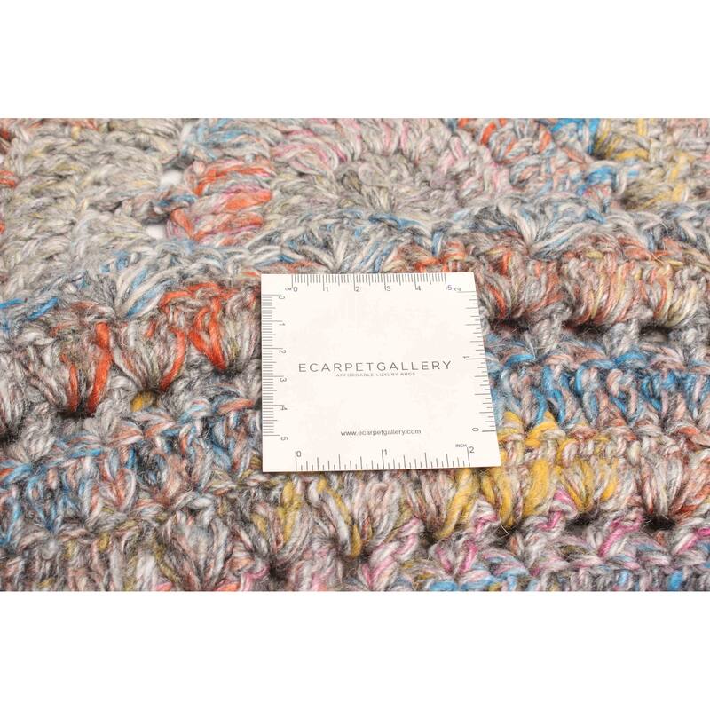 ECARPETGALLERY Braid weave Sienna Grey Wool Rug - 3'3 x 3'3