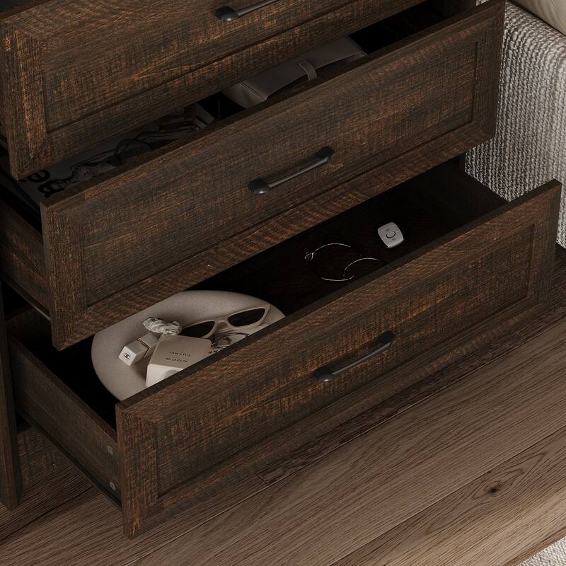 Modern 3-Drawer Wood Dresser for Bedroom, Wide Storage Chest with Metal Handles, Nightstand Cabinet