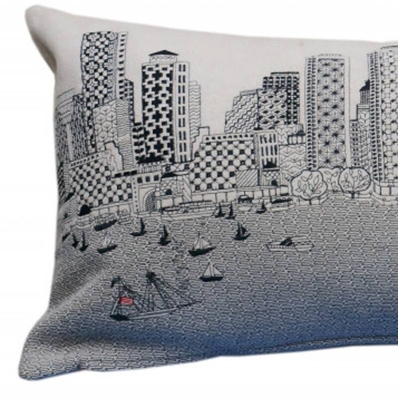 HomeRoots 35" White Boston Daylight Skyline Lumbar Decorative Pillow