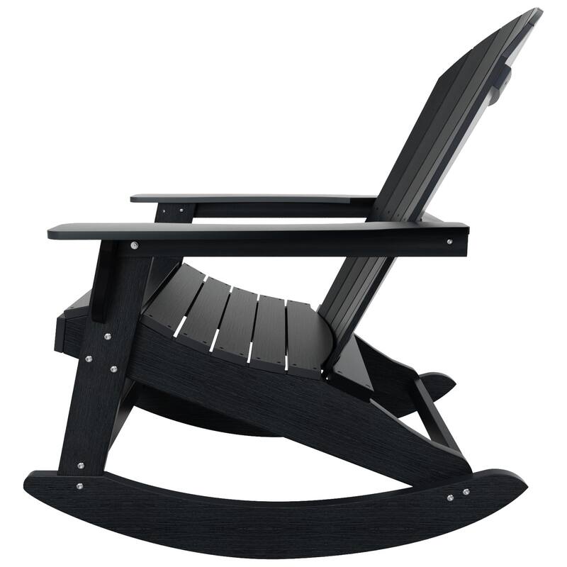 Vineyard HIPS Outdoor Eco-Friendly All Weather Seashell Rocking Adirondack Chairs with Side Table (3-Piece Set)