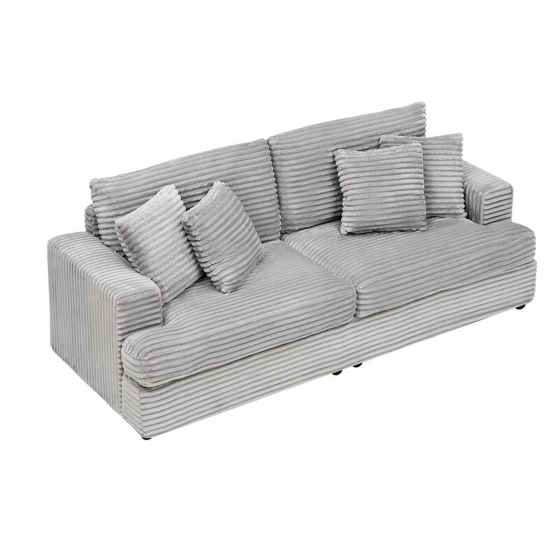 80" luxury corduroy three-seater sofa with 4 cushions