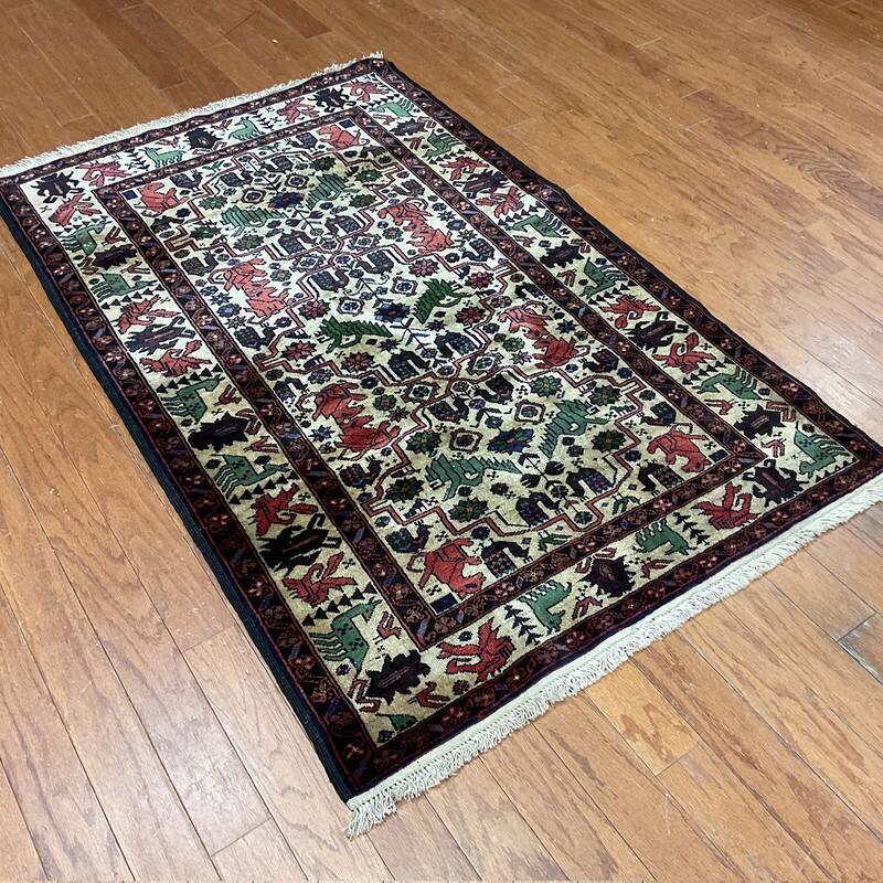 HERAT ORIENTAL Handmade Afghan Pictorial Balouchi Wool Rug 3'1" x 5