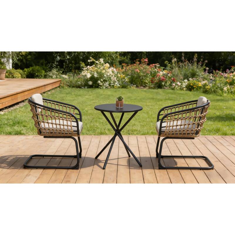 Wicker Dining Chair-Set Of 2 For Patio, Balcony, Or Garden Space