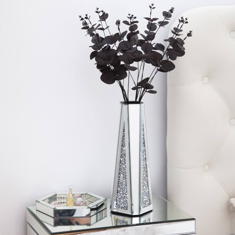 Glass Vase Mirrored Decorative Flower Vase - Silver