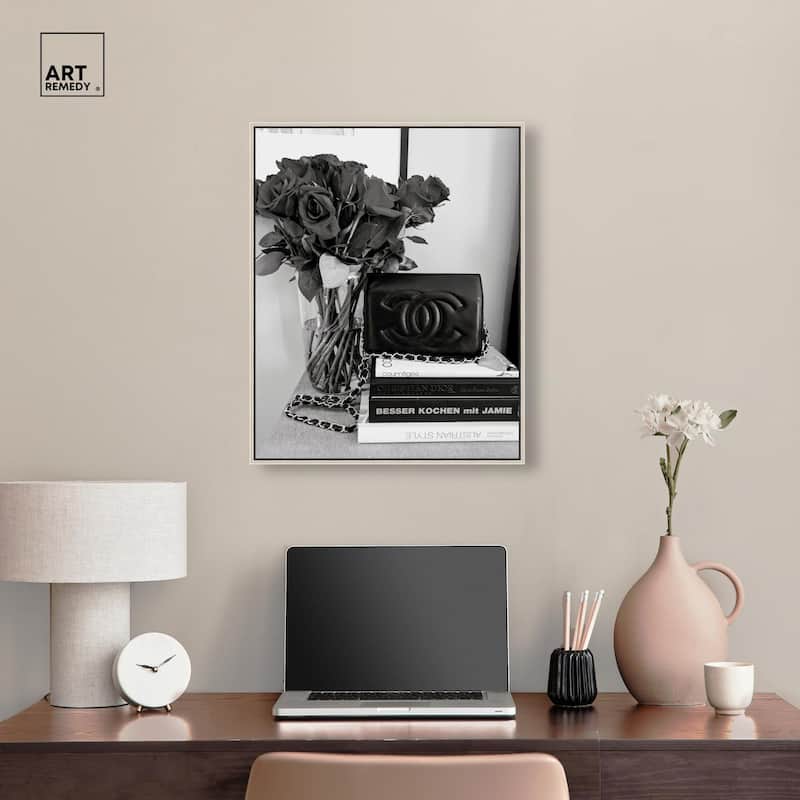 Classic Bag and Roses Canvas by Art Remedy