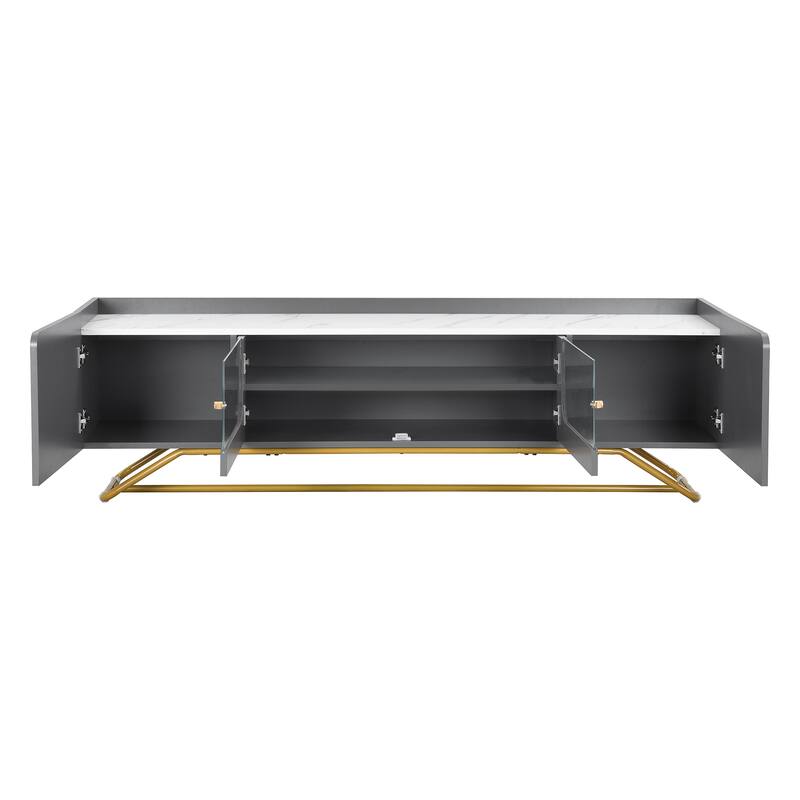 TV Console Table with Gold Frame Base