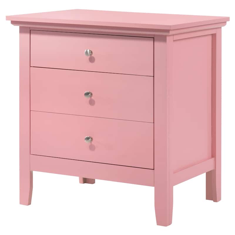 3-Drawer Wood Nightstand - 26" - Pink