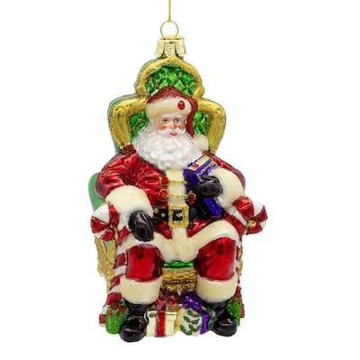 Kurt Adler 5.5-Inch Bellissimo Glass Santa On Throne Ornament