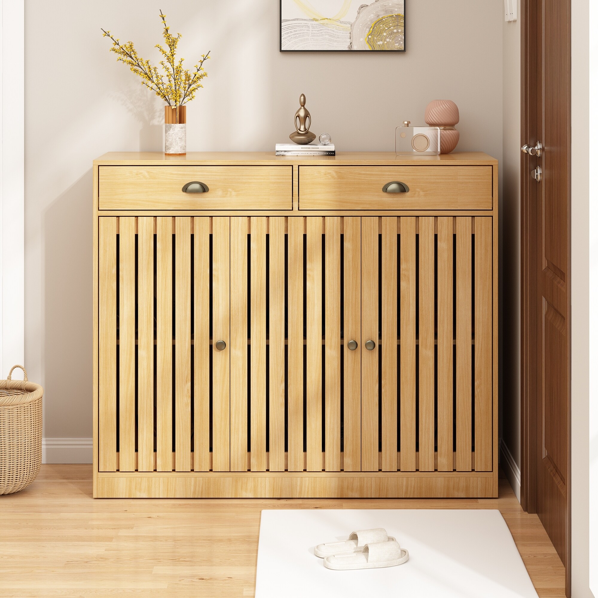 Furniture of america garner rustic shoe shop storage cabinet
