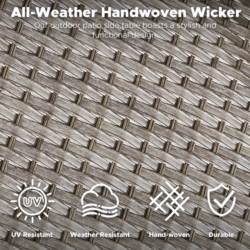 Patio Wicker Coffee Table with Storage -Gre