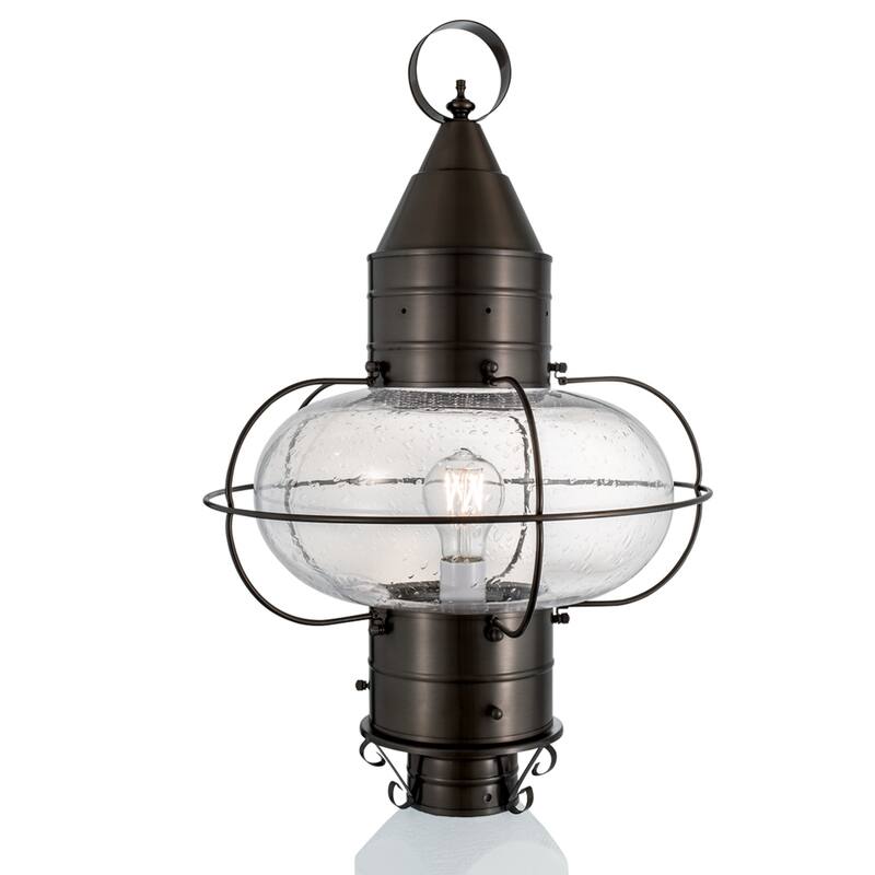 Elk Home Classic Onion Outdoor Post Light - Gun Metal with Seeded Glass