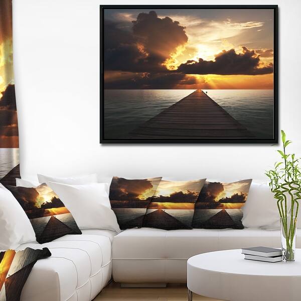 Designart Indefinite Wooden Pier To Gloomy Sea Bridge Framed Canvas Art Print On Sale Overstock 18957537