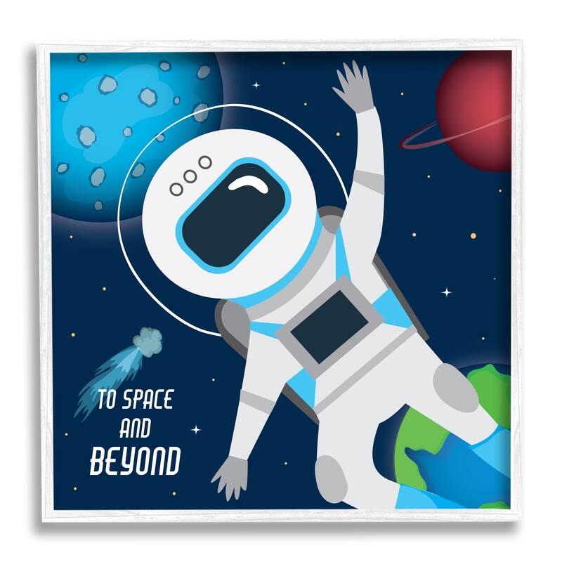 Stupell To Space and Beyond Blue Comet Astronaut Wave Framed Wall Art