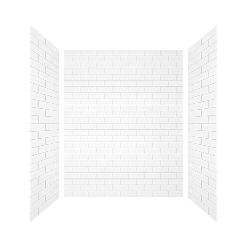 60 in. L x 36 in. W x 75 in. H Three-Piece Glue Up Alcove Shower Wall Surround in White - 60 x 75