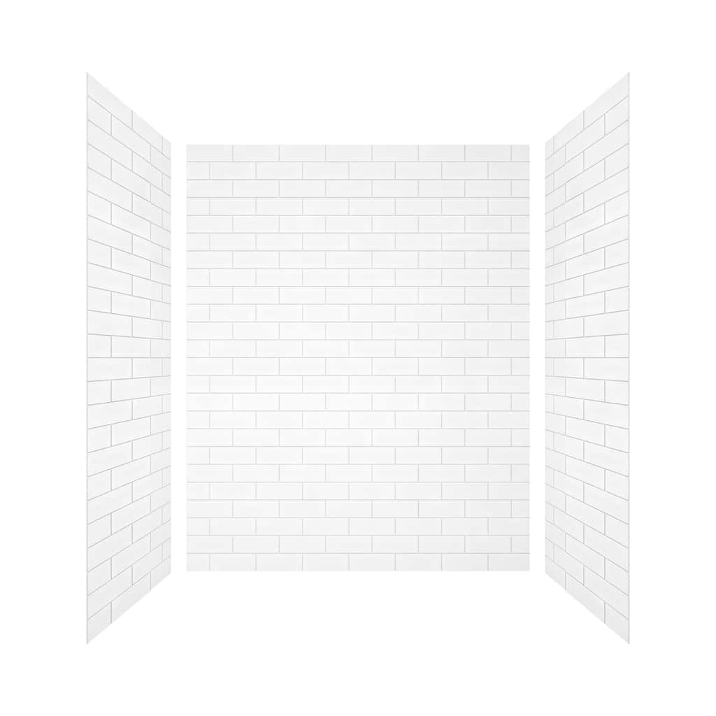 60 in. L x 36 in. W x 75 in. H Three-Piece Glue Up Alcove Shower Wall Surround in White - 60 x 75
