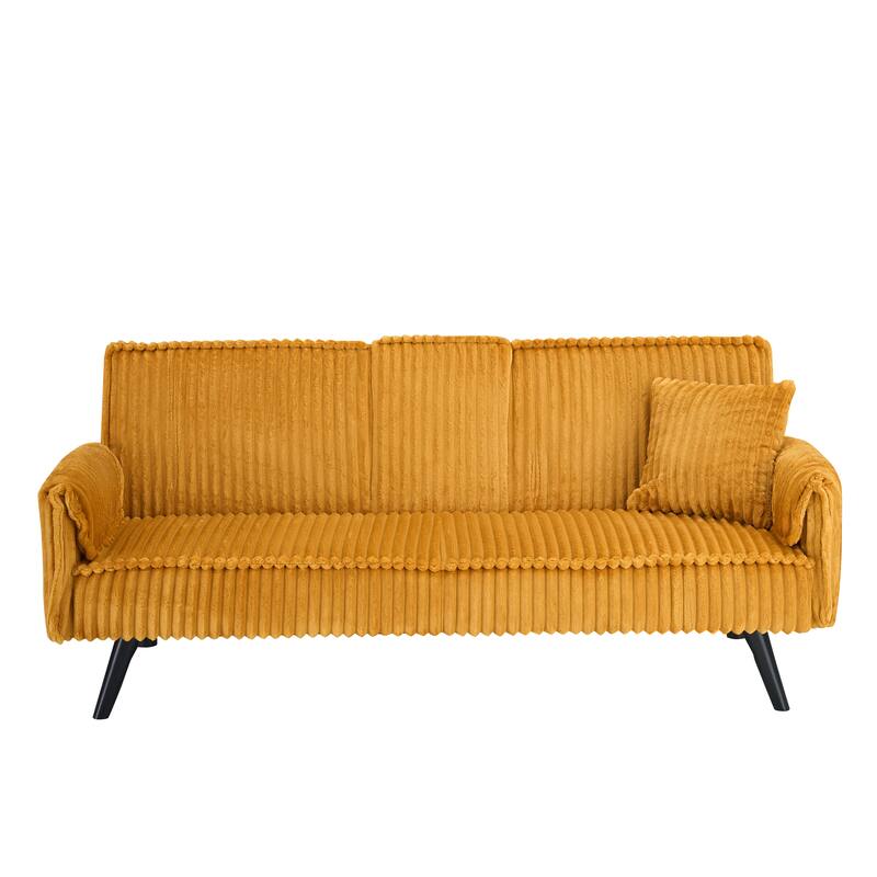 Minimalist Style,Straight-Line Corduroy Sofa Suitable for Sitting and Lying for Living Room and Bedroom - Orange