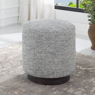 Plush Upholstered Pouf Ottoman - 18" - Blue and White