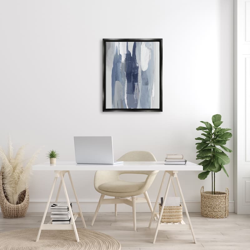 Stupell Layers of Blue and White Abstract Movements Floater Frame