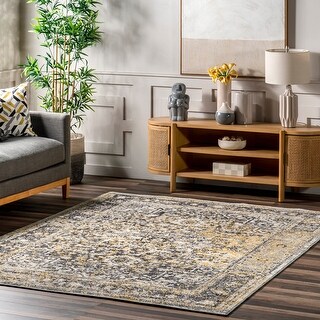 Buti Rug Mage Nuloom Gold Magestic Distressed Vintage Star Petal Area Rug - 9'10