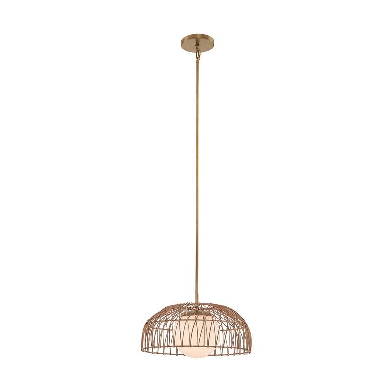 1-Light Convertible Pendant or Semi-Flush in Natural Brass