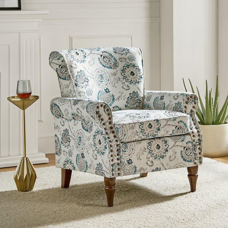 Nyctelius Nailhead Trim Traditional Accent Armchair with Rolled Arms by HULALA HOME - MEDALLION