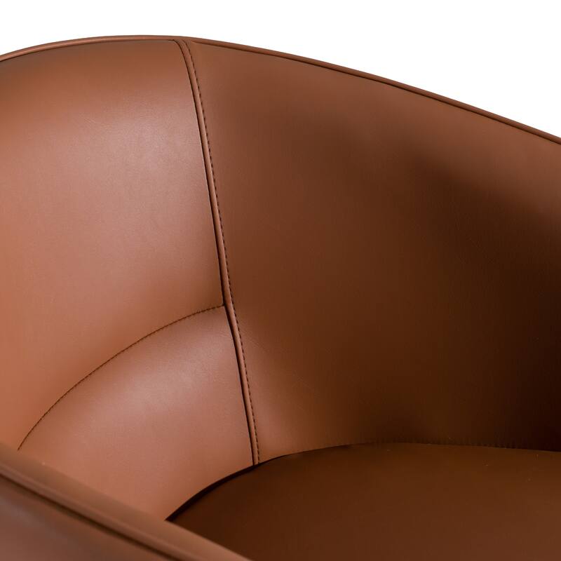 Modrest Aragon Modern Brown Vegan Leather & Brass Dining Chair