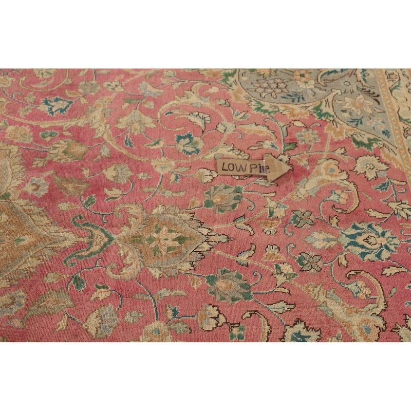 Pink Tabriz Persian Vintage Rug Handmade Wool Carpet - 8'0"x 11'2"