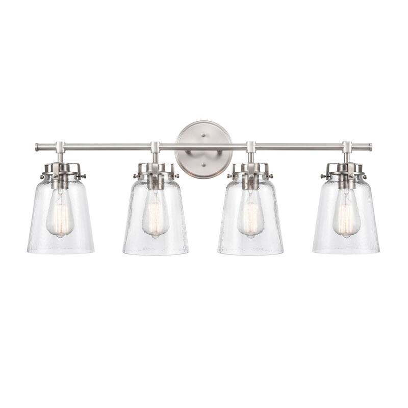 Millennium Lighting Amberose Vanity Light with Hammered Glass Shades - 4 Light - Brushed Nickel